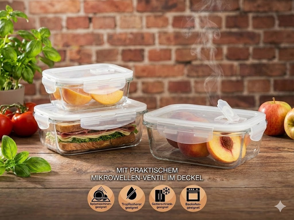 Kochwerk Glas-Frischhaltedosen Klick-It 3er Set Aufbewahrungsdosen